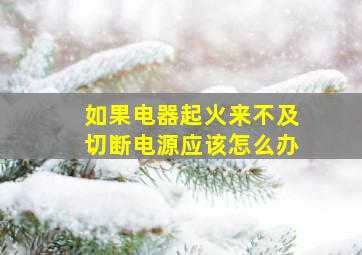 如果电器起火来不及切断电源应该怎么办