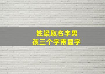 姓梁取名字男孩三个字带夏字