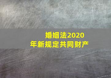 婚姻法2020年新规定共同财产