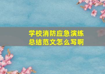 学校消防应急演练总结范文怎么写啊