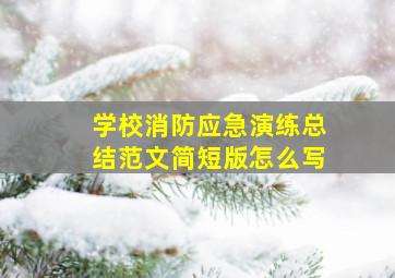 学校消防应急演练总结范文简短版怎么写