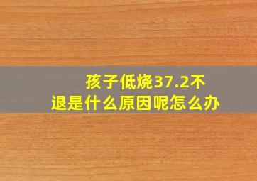 孩子低烧37.2不退是什么原因呢怎么办