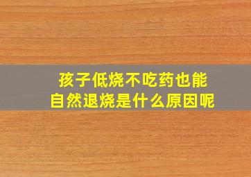 孩子低烧不吃药也能自然退烧是什么原因呢