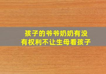 孩子的爷爷奶奶有没有权利不让生母看孩子