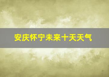 安庆怀宁未来十天天气