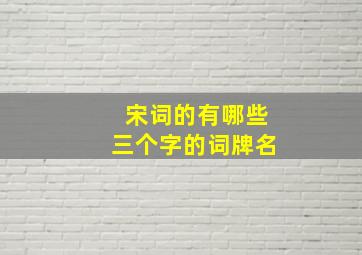 宋词的有哪些三个字的词牌名