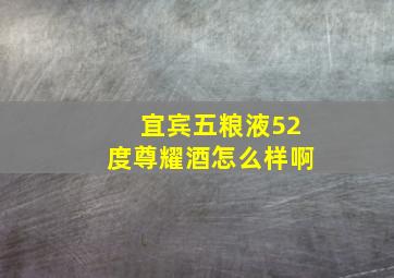 宜宾五粮液52度尊耀酒怎么样啊