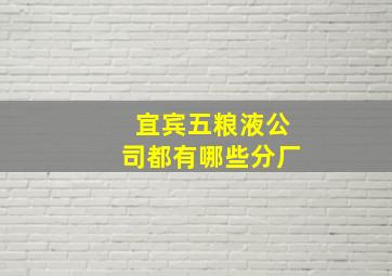 宜宾五粮液公司都有哪些分厂