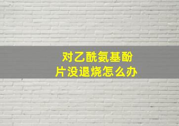 对乙酰氨基酚片没退烧怎么办