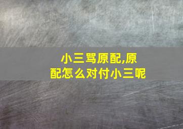 小三骂原配,原配怎么对付小三呢