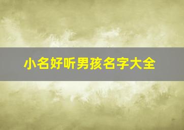 小名好听男孩名字大全