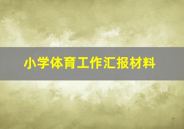 小学体育工作汇报材料