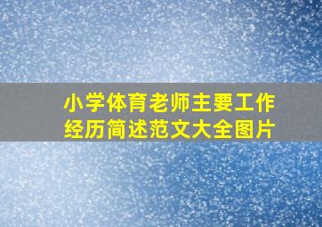 小学体育老师主要工作经历简述范文大全图片