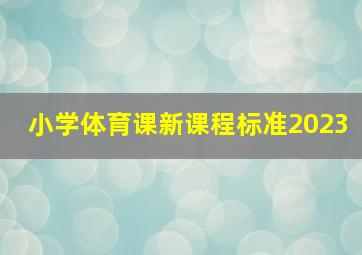 小学体育课新课程标准2023