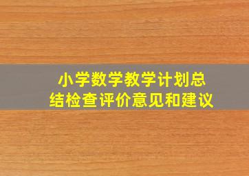 小学数学教学计划总结检查评价意见和建议