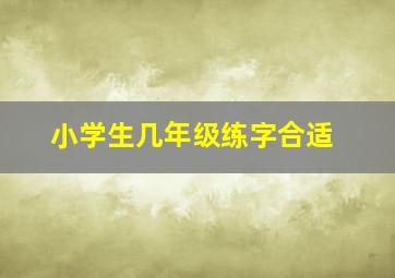 小学生几年级练字合适