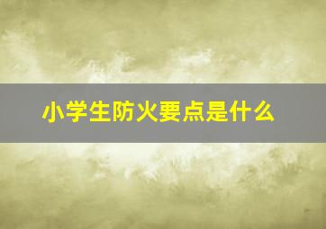 小学生防火要点是什么