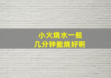 小火烧水一般几分钟能烧好啊