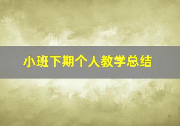 小班下期个人教学总结