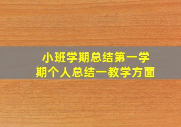 小班学期总结第一学期个人总结一教学方面