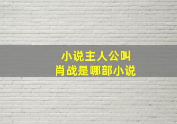 小说主人公叫肖战是哪部小说