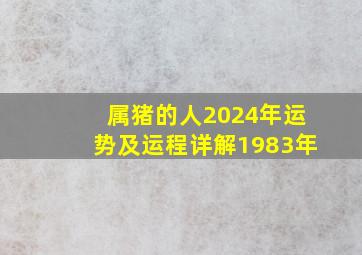 属猪的人2024年运势及运程详解1983年