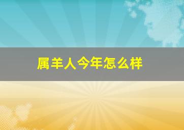 属羊人今年怎么样