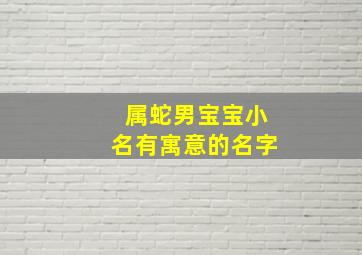 属蛇男宝宝小名有寓意的名字