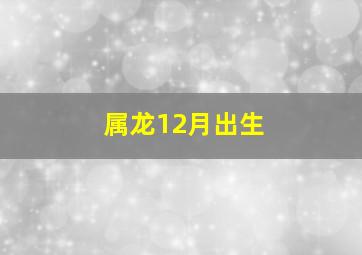 属龙12月出生