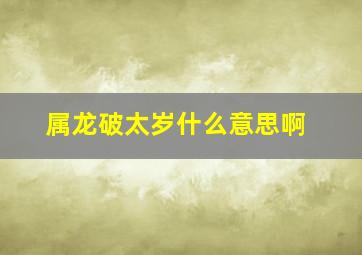 属龙破太岁什么意思啊