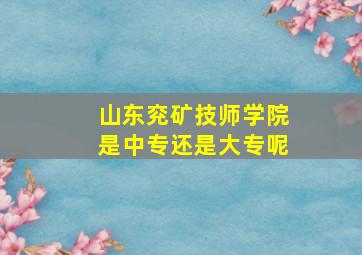 山东兖矿技师学院是中专还是大专呢