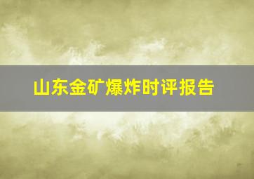 山东金矿爆炸时评报告