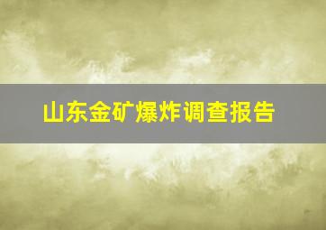 山东金矿爆炸调查报告