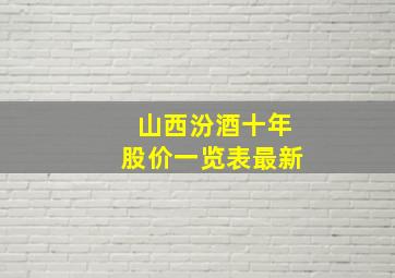 山西汾酒十年股价一览表最新