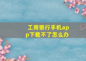 工商银行手机app下载不了怎么办