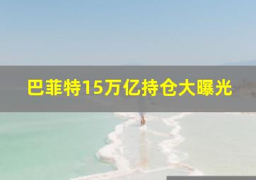 巴菲特15万亿持仓大曝光