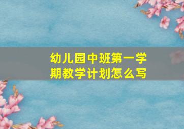 幼儿园中班第一学期教学计划怎么写