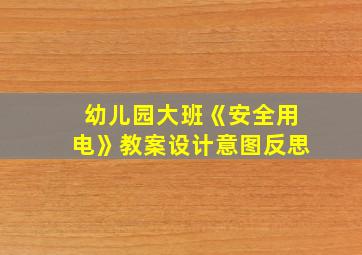 幼儿园大班《安全用电》教案设计意图反思