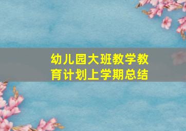 幼儿园大班教学教育计划上学期总结