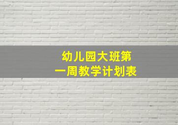 幼儿园大班第一周教学计划表