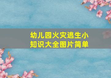 幼儿园火灾逃生小知识大全图片简单