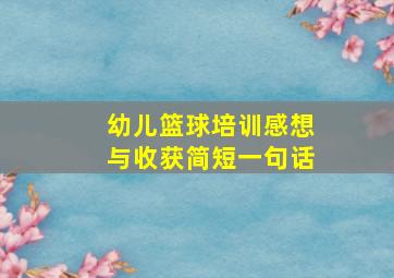 幼儿篮球培训感想与收获简短一句话