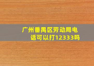 广州番禺区劳动局电话可以打12333吗