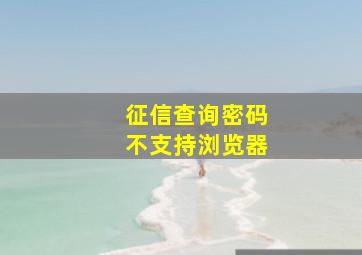 征信查询密码不支持浏览器