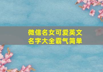 微信名女可爱英文名字大全霸气简单