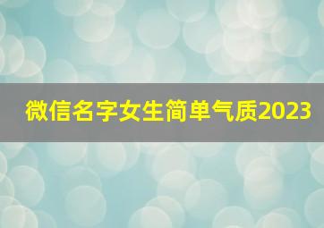 微信名字女生简单气质2023