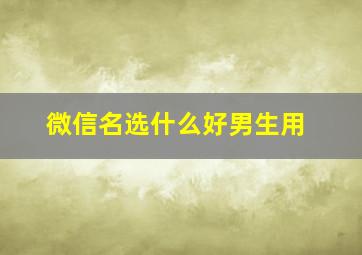 微信名选什么好男生用