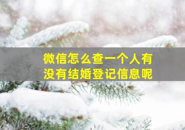 微信怎么查一个人有没有结婚登记信息呢