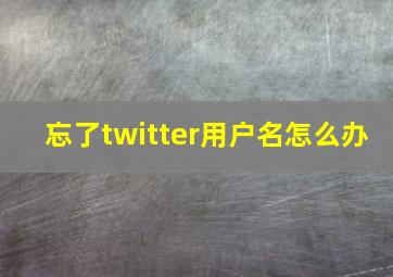 忘了twitter用户名怎么办