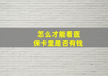 怎么才能看医保卡里是否有钱